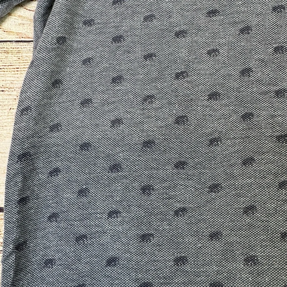 Banana Republic Men's Pique Polo Gray Organic Cotton Micro Print Medium